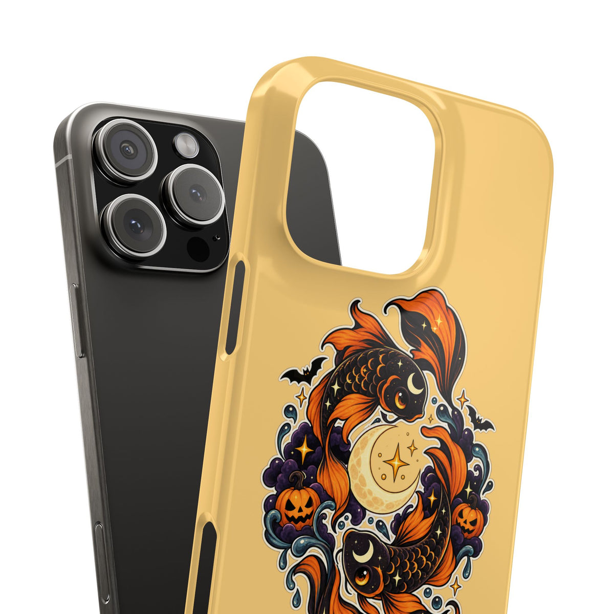 Pisces Koi Moon Slim Phone Case — Halloween Zodiac Fish Design