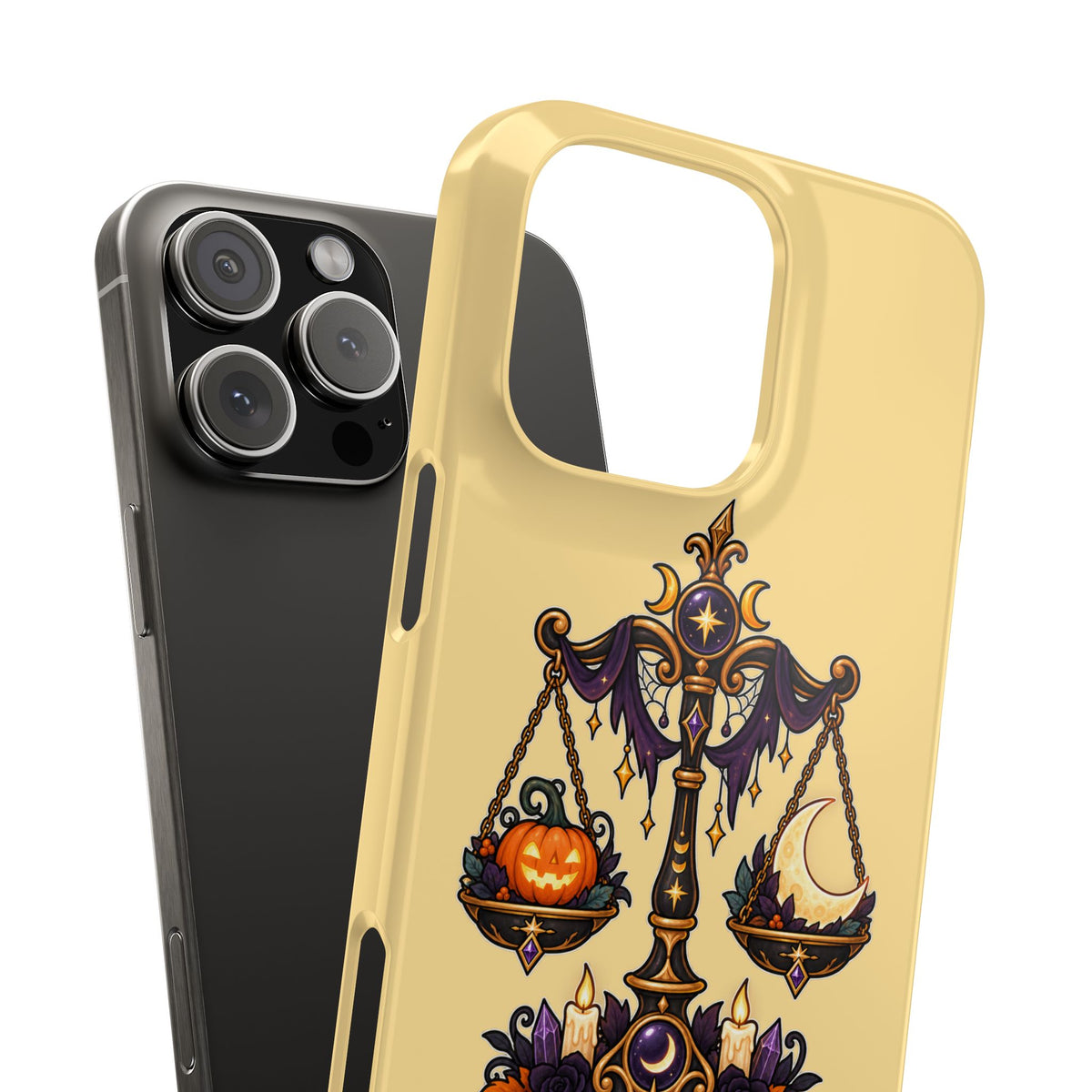 Libra Halloween Slim Phone Case — Pumpkin & Moon Scales Zodiac Design