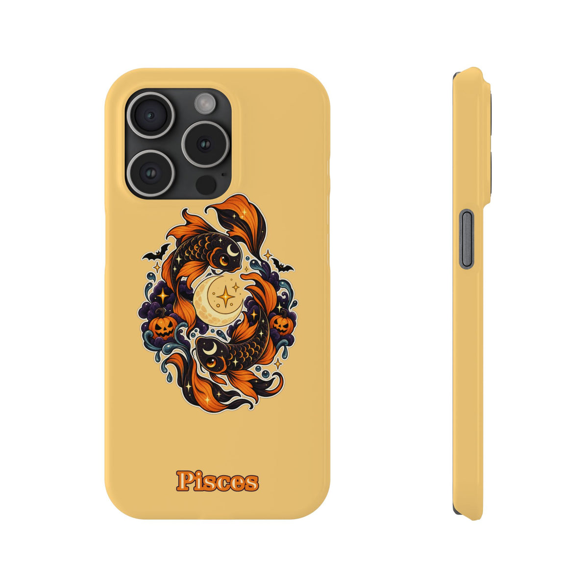 Pisces Koi Moon Slim Phone Case — Halloween Zodiac Fish Design