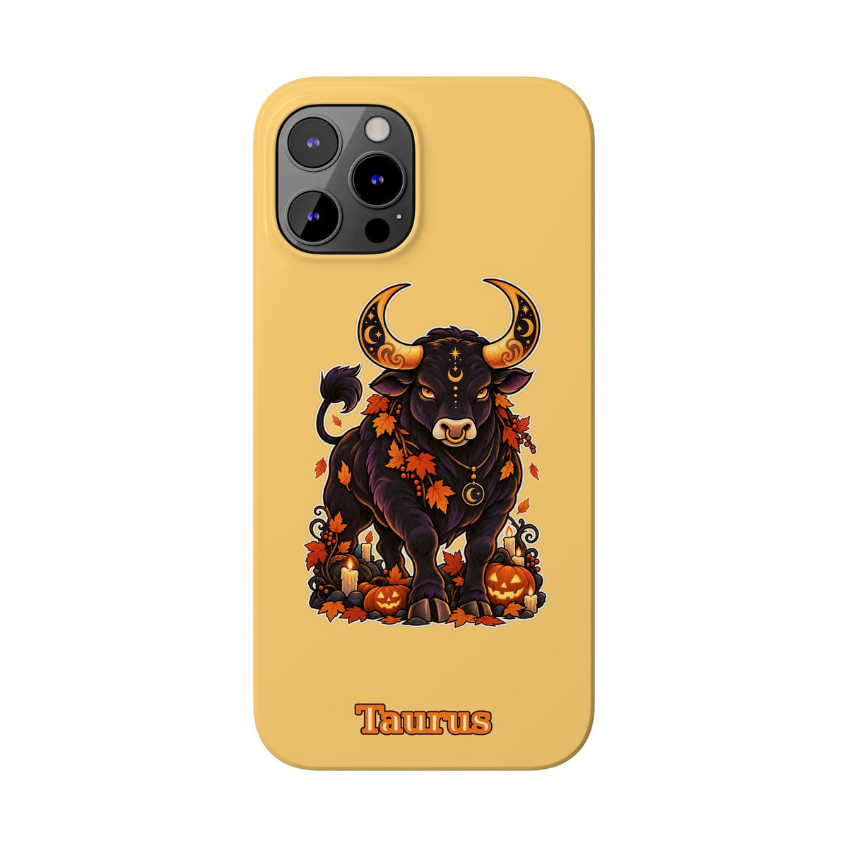 Taurus Slim Phone Case — Autumn Halloween Zodiac Bull Design