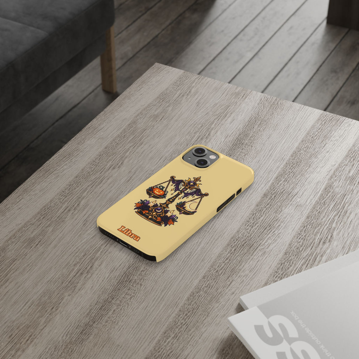 Libra Halloween Slim Phone Case — Pumpkin & Moon Scales Zodiac Design