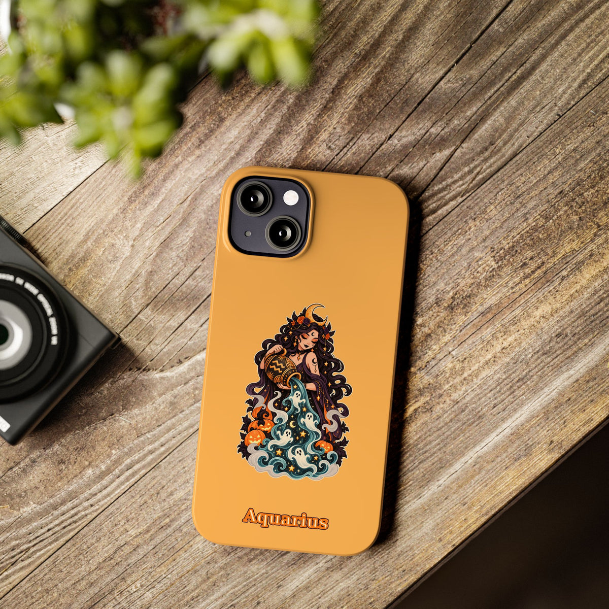 Aquarius Zodiac Slim Phone Case — Water-Bearer Halloween Astrology Design