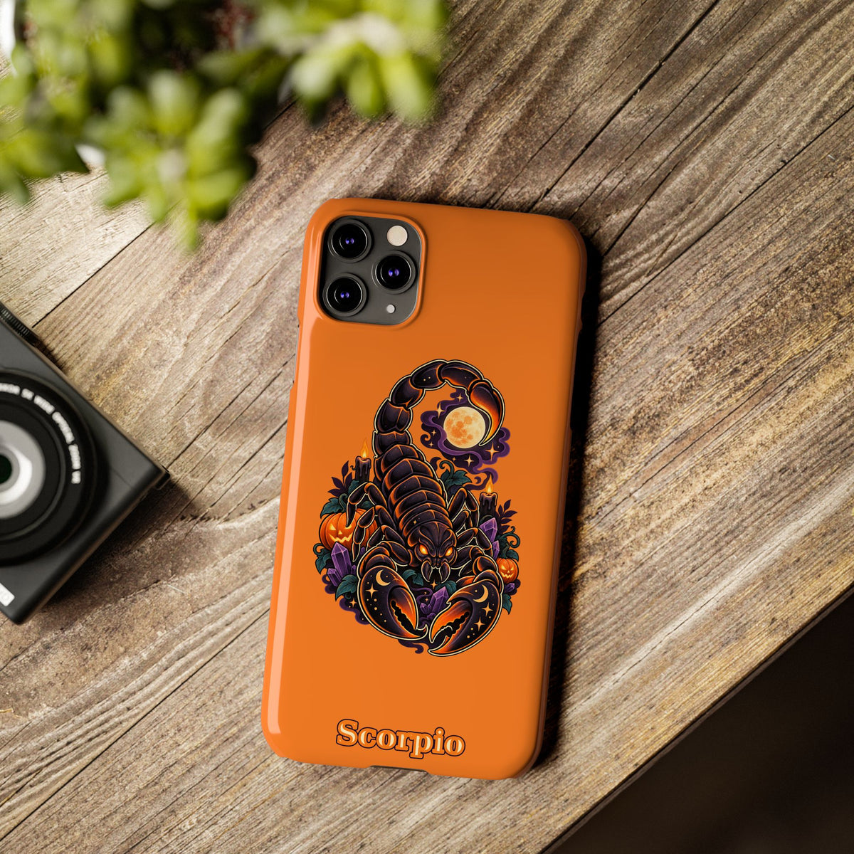 Scorpio Slim Phone Case — Halloween Orange Zodiac Scorpion Design