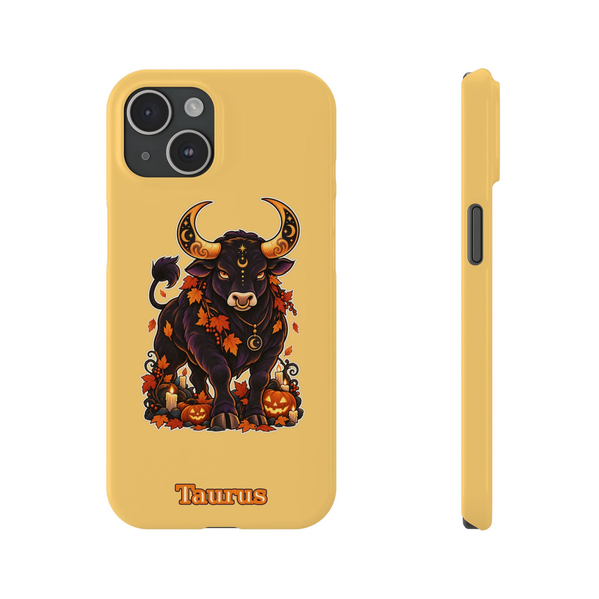 Taurus Slim Phone Case — Autumn Halloween Zodiac Bull Design