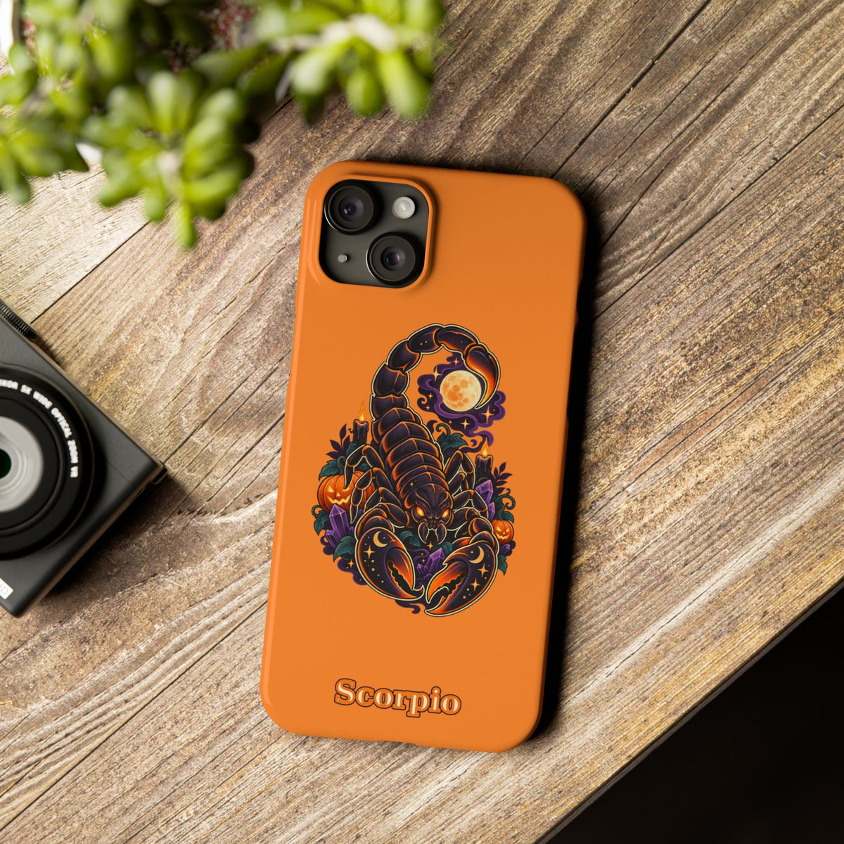 Scorpio Halloween Slim Phone Case — Orange Zodiac Scorpion Design