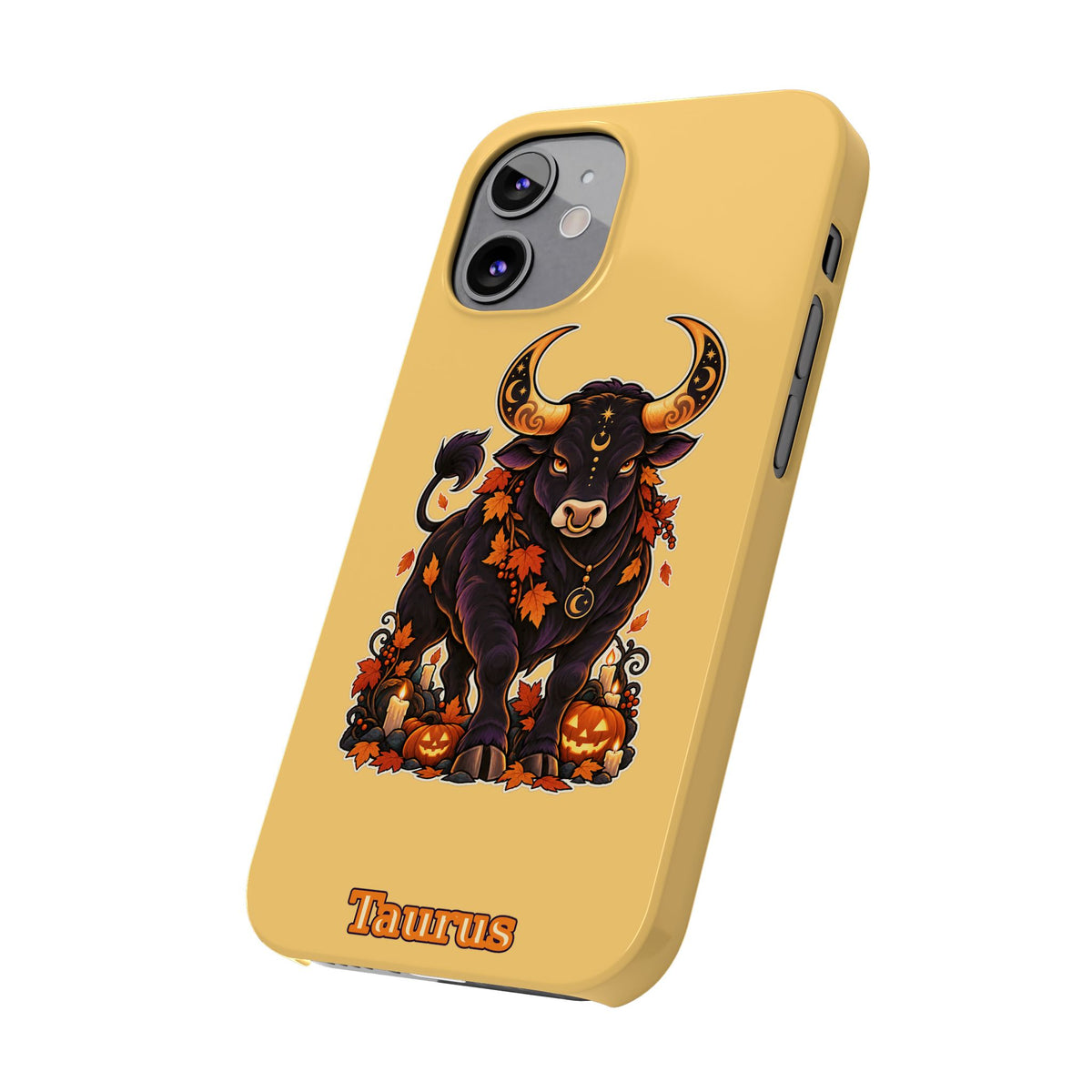 Taurus Slim Phone Case — Autumn Halloween Zodiac Bull Design
