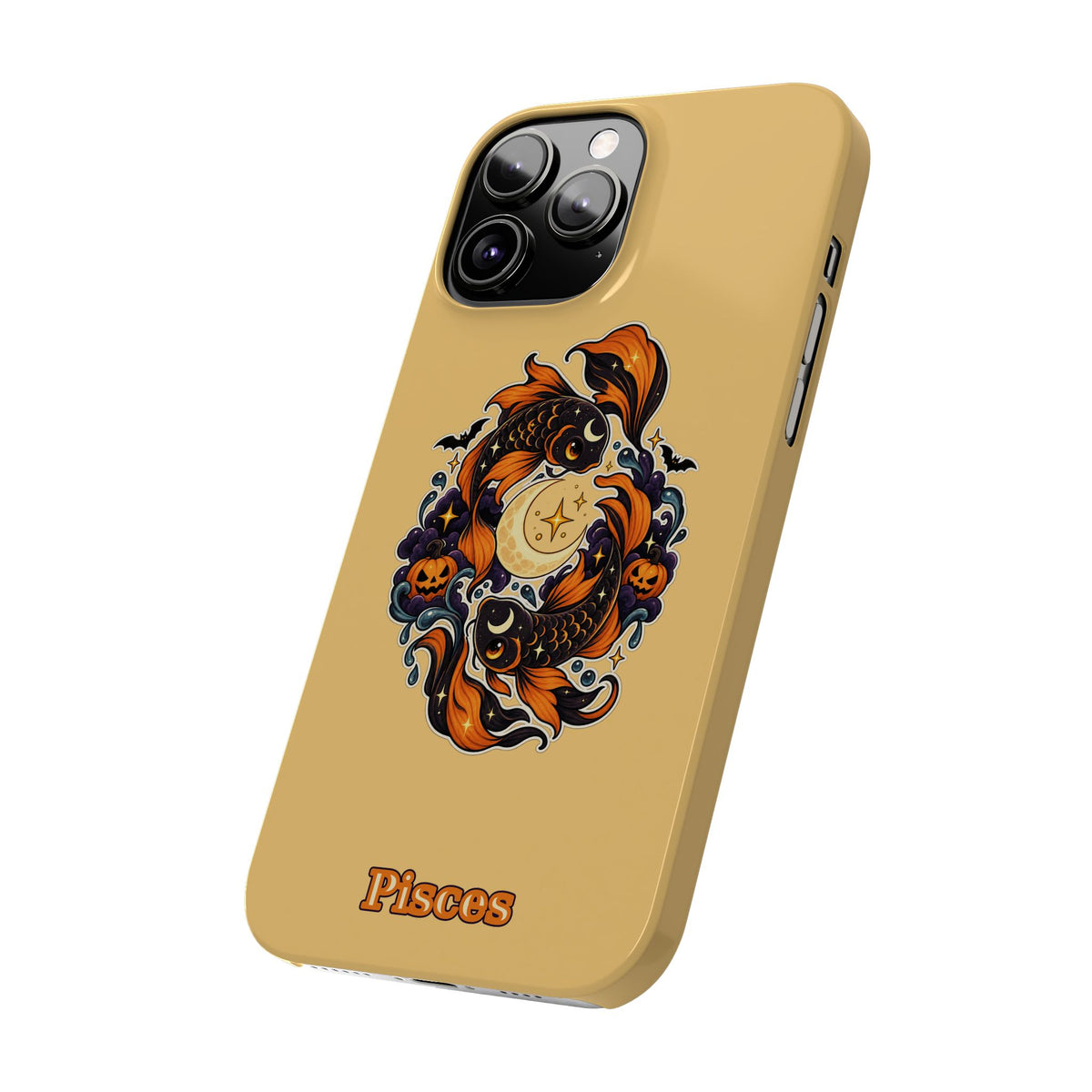 Pisces Koi Moon Slim Phone Case — Halloween Zodiac Fish Design