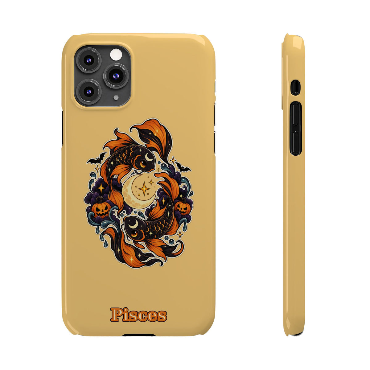 Pisces Koi Moon Slim Phone Case — Halloween Zodiac Fish Design