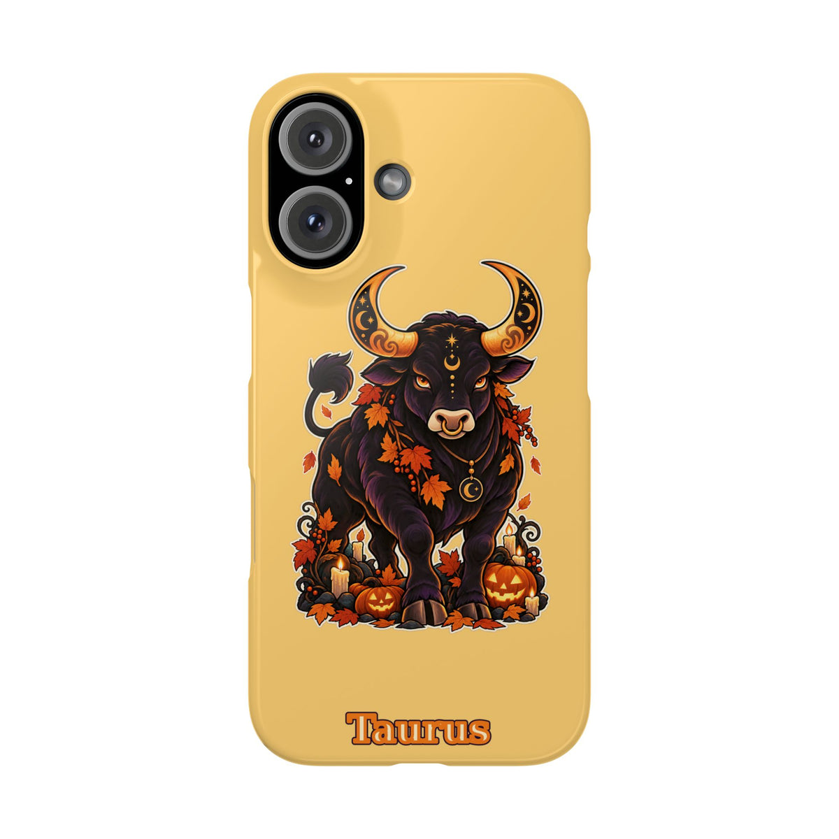 Taurus Slim Phone Case — Autumn Halloween Zodiac Bull Design