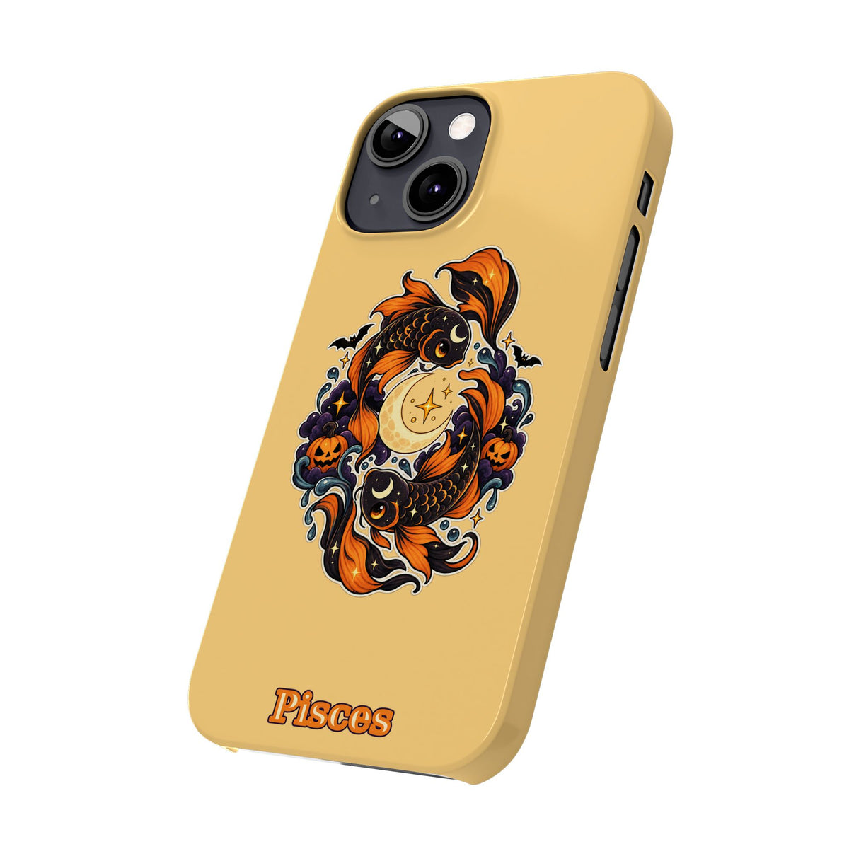 Pisces Koi Moon Slim Phone Case — Halloween Zodiac Fish Design