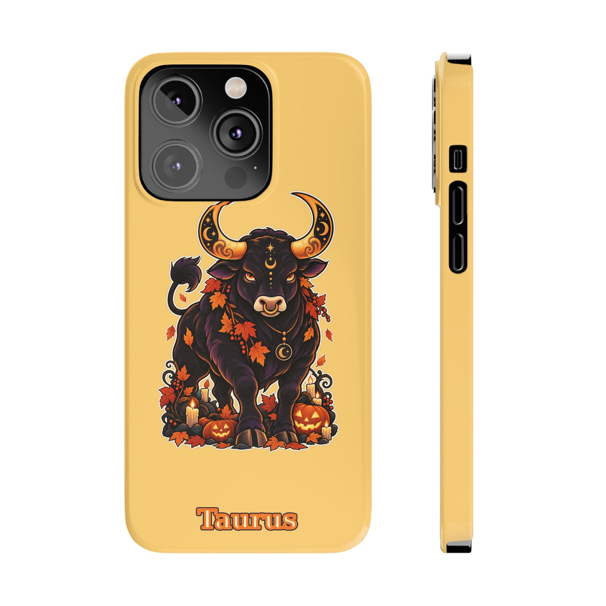 Taurus Slim Phone Case — Autumn Halloween Zodiac Bull Design