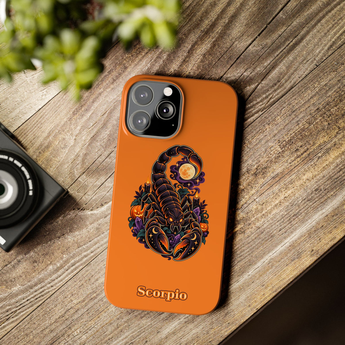 Scorpio Slim Phone Case — Halloween Orange Zodiac Scorpion Design