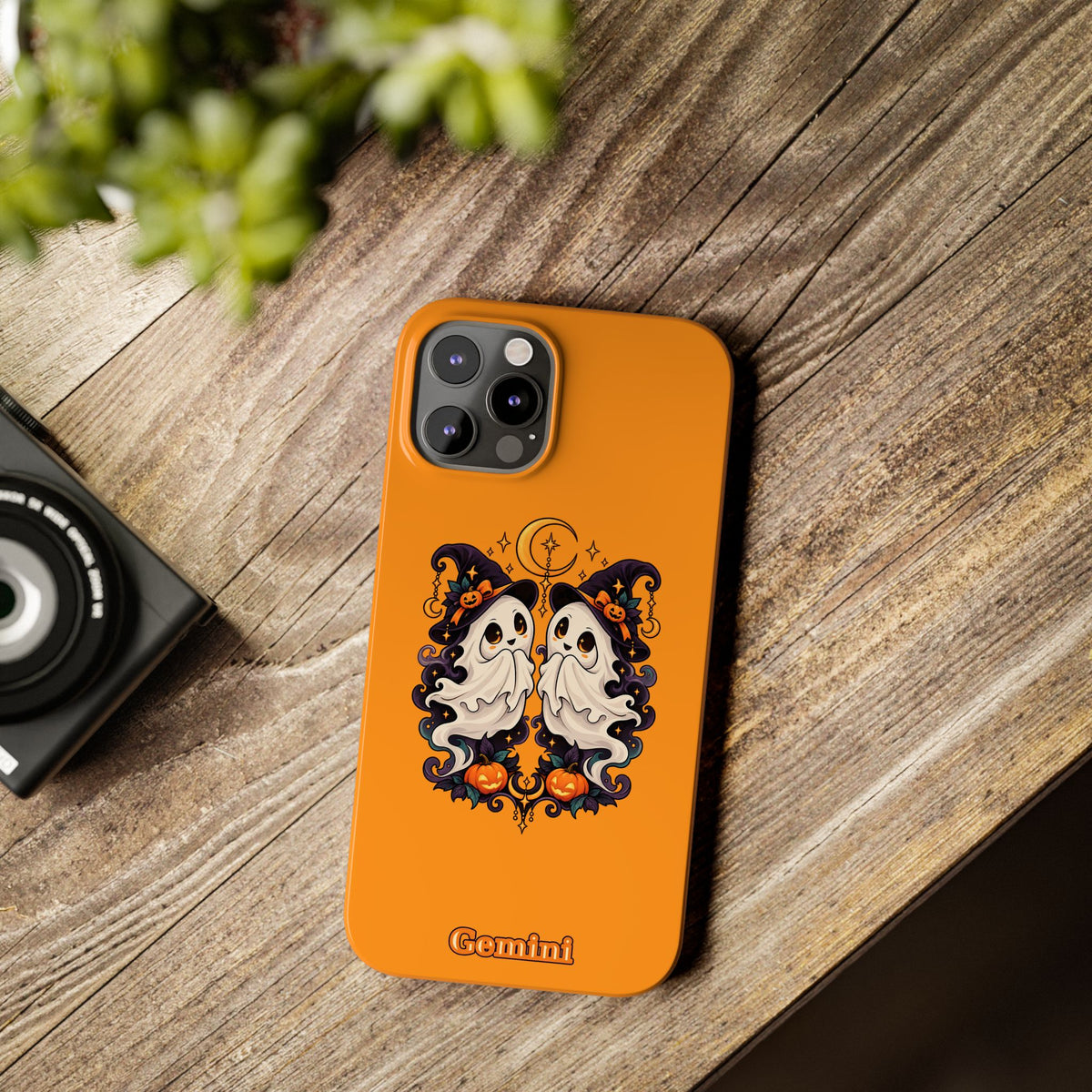 Gemini Halloween Slim Phone Case — Cute Twin Ghost Zodiac Design