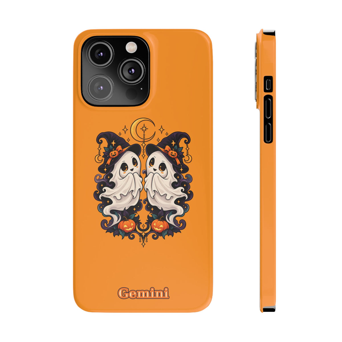 Gemini Halloween Slim Phone Case — Cute Twin Ghost Zodiac Design