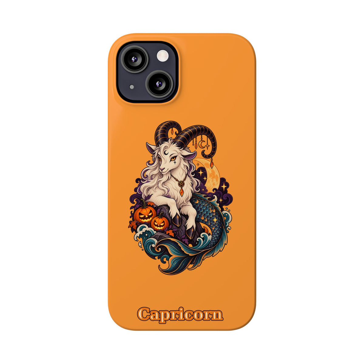 Capricorn Halloween Slim Phone Case — Zodiac Sea-Goat Pumpkin Design