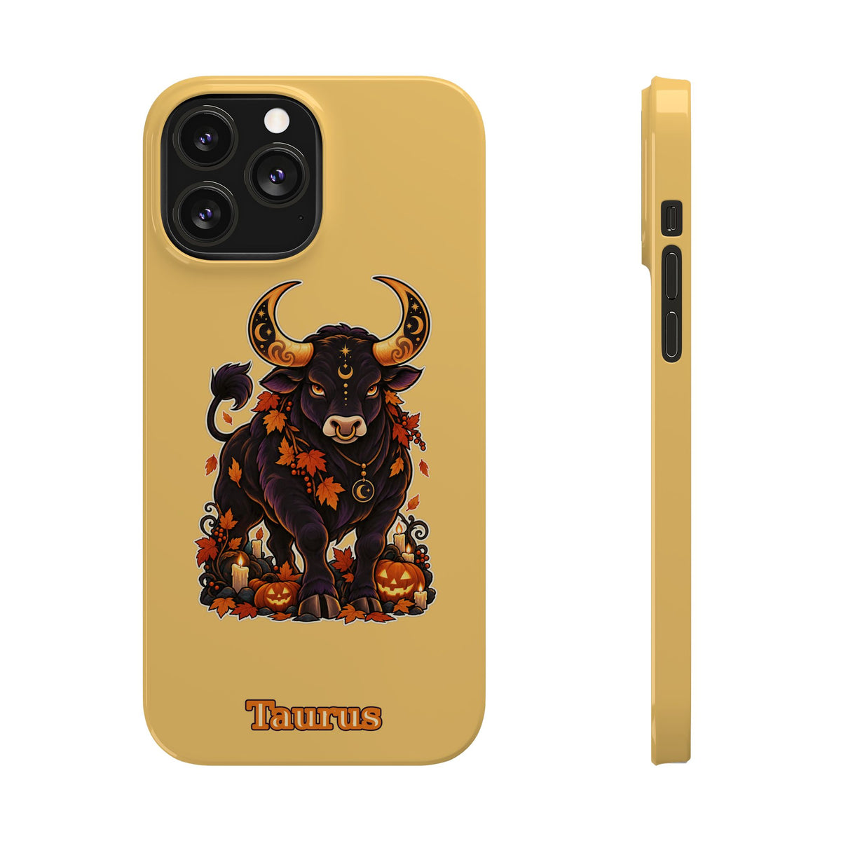 Taurus Slim Phone Case — Autumn Halloween Zodiac Bull Design