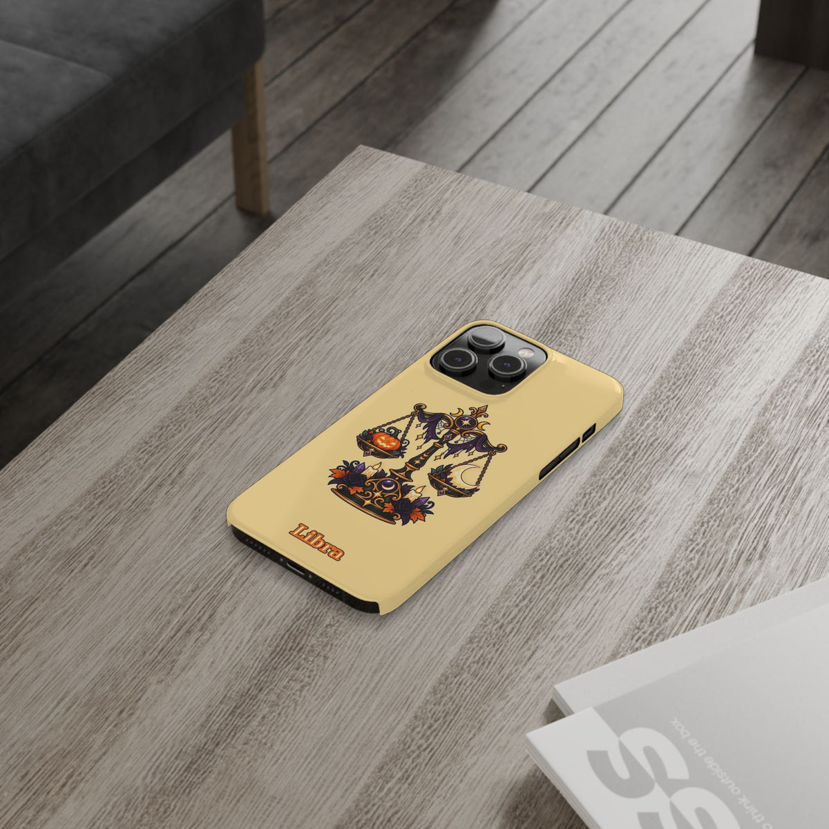 Libra Halloween Slim Phone Case — Pumpkin & Moon Scales Zodiac Design