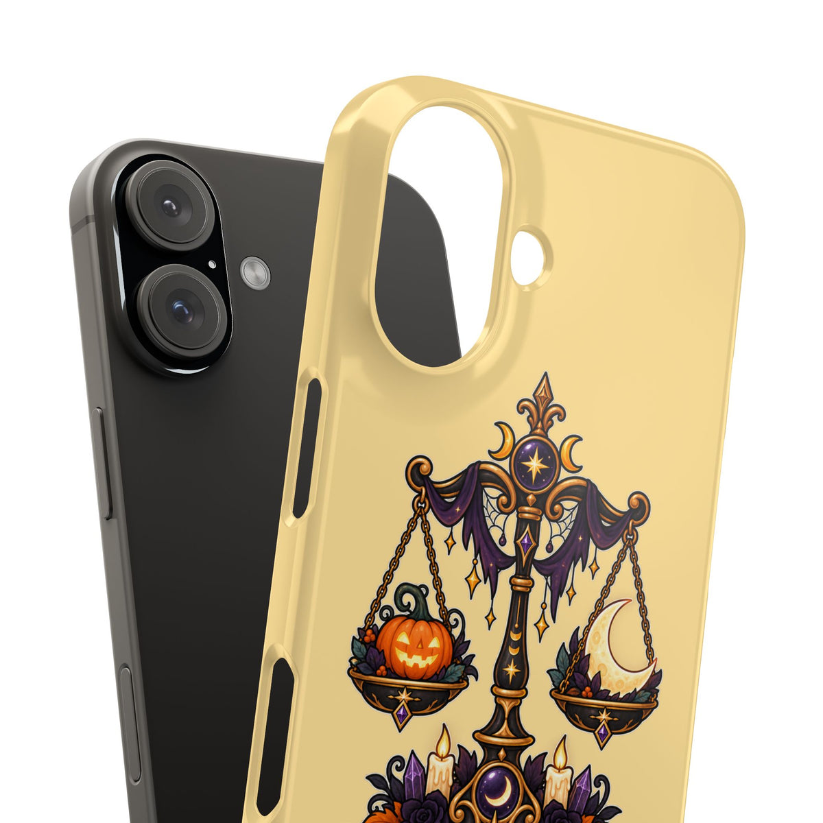 Libra Halloween Slim Phone Case — Pumpkin & Moon Scales Zodiac Design