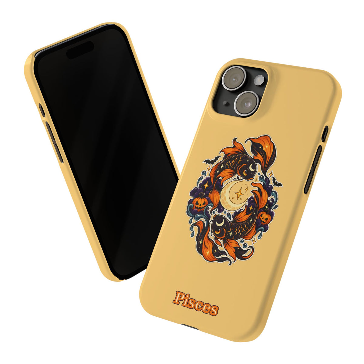 Pisces Koi Moon Slim Phone Case — Halloween Zodiac Fish Design