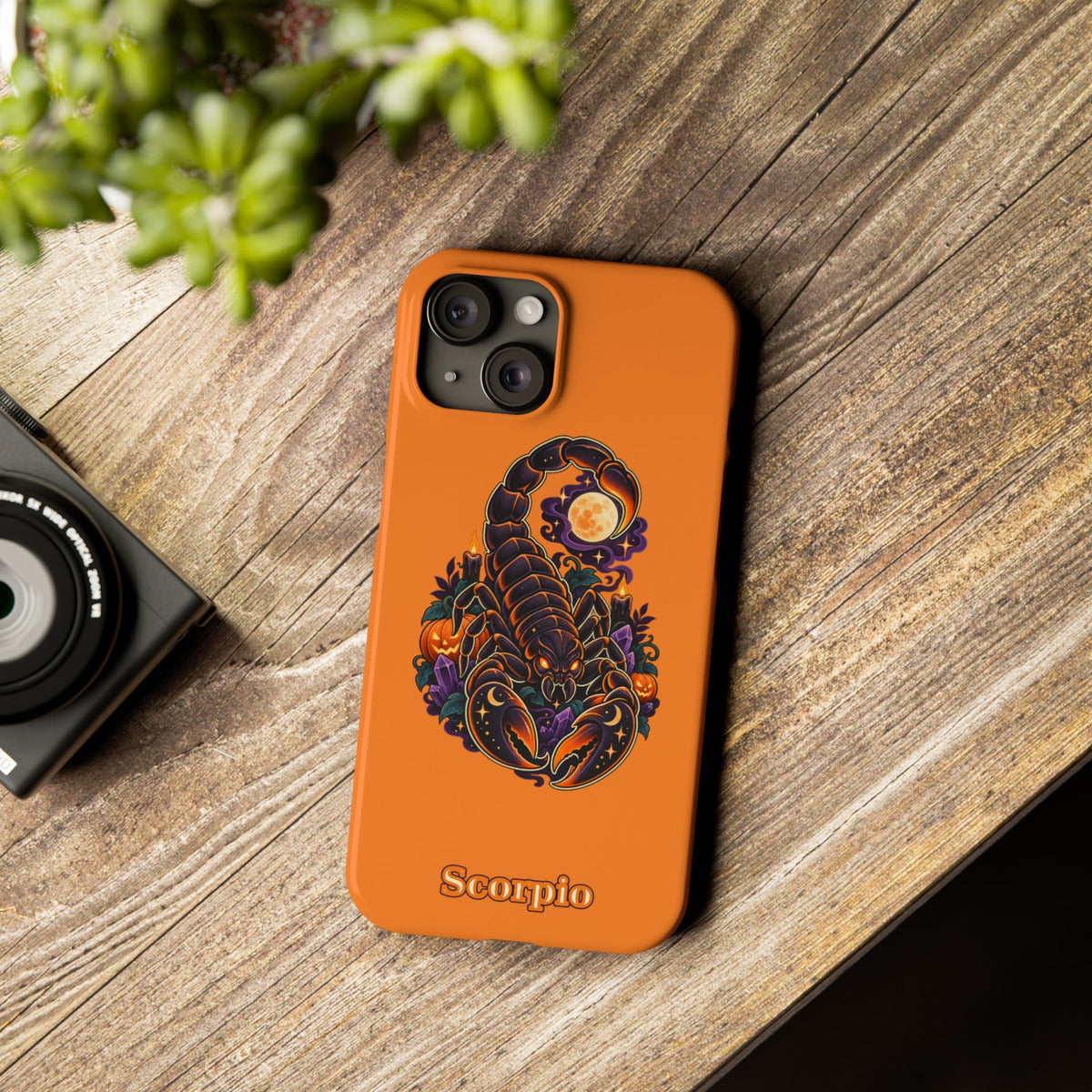Scorpio Slim Phone Case – Halloween Orange Scorpion Zodiac Design