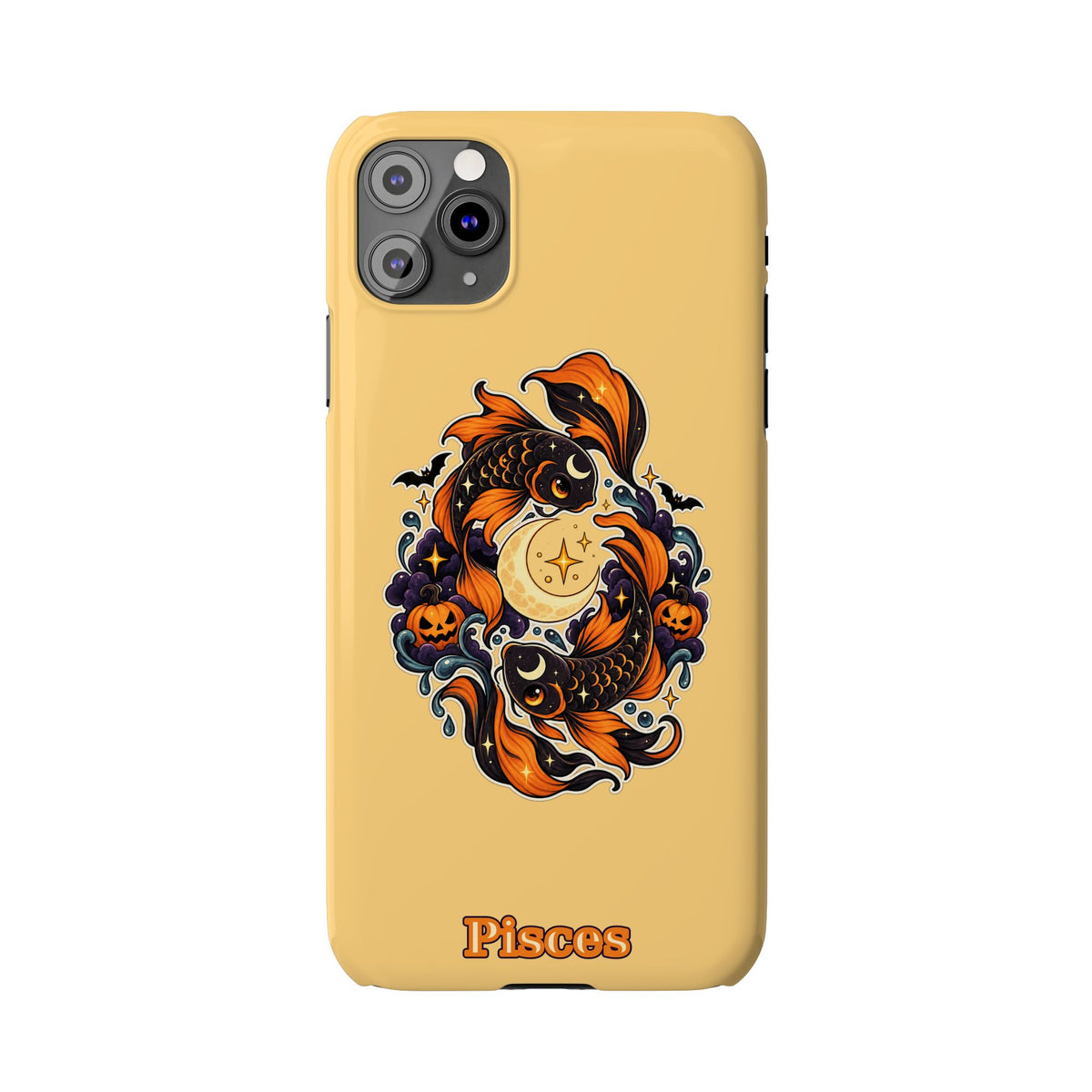 Pisces Koi Moon Slim Phone Case — Halloween Zodiac Fish Design