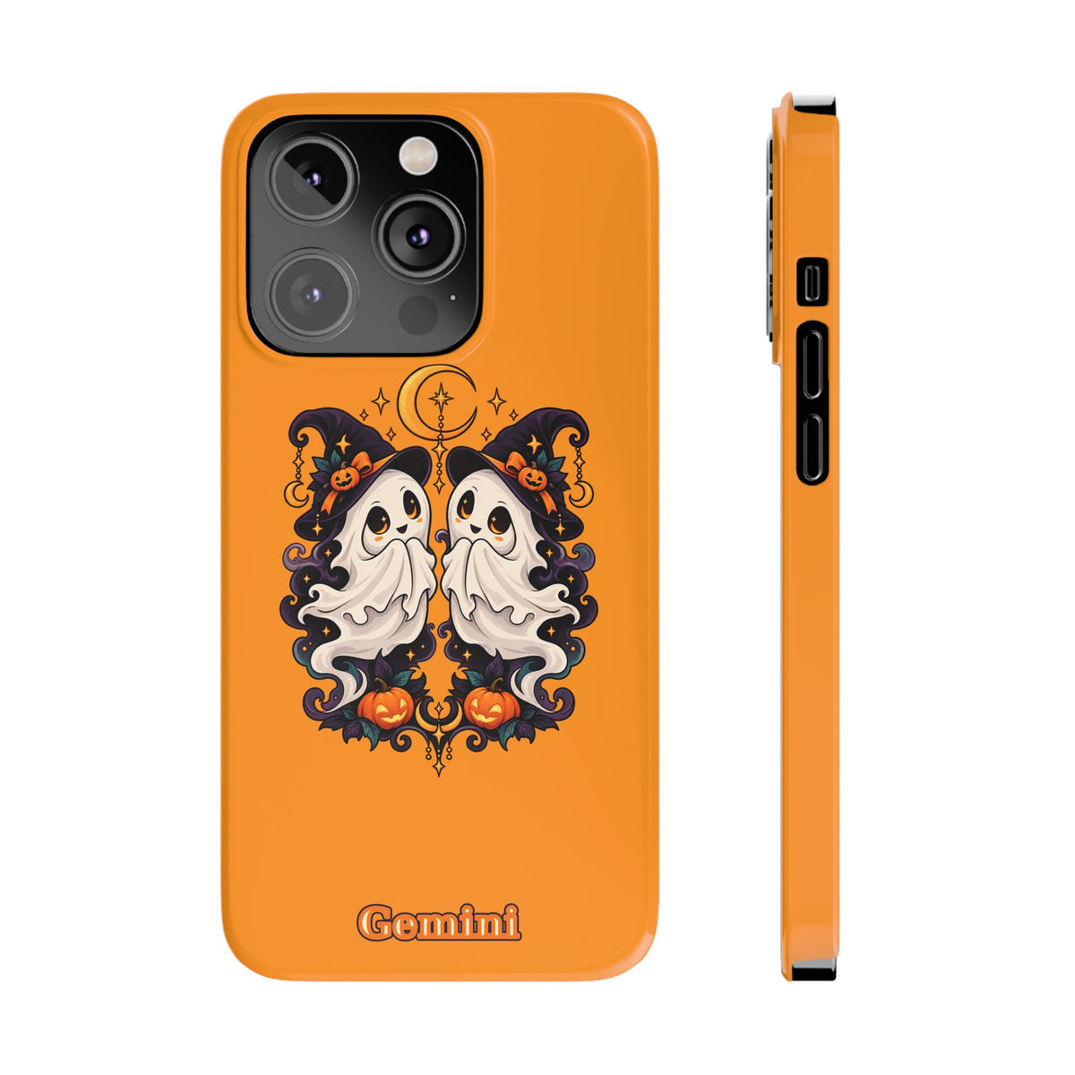 Gemini Halloween Slim Phone Case — Cute Twin Ghost Zodiac Design