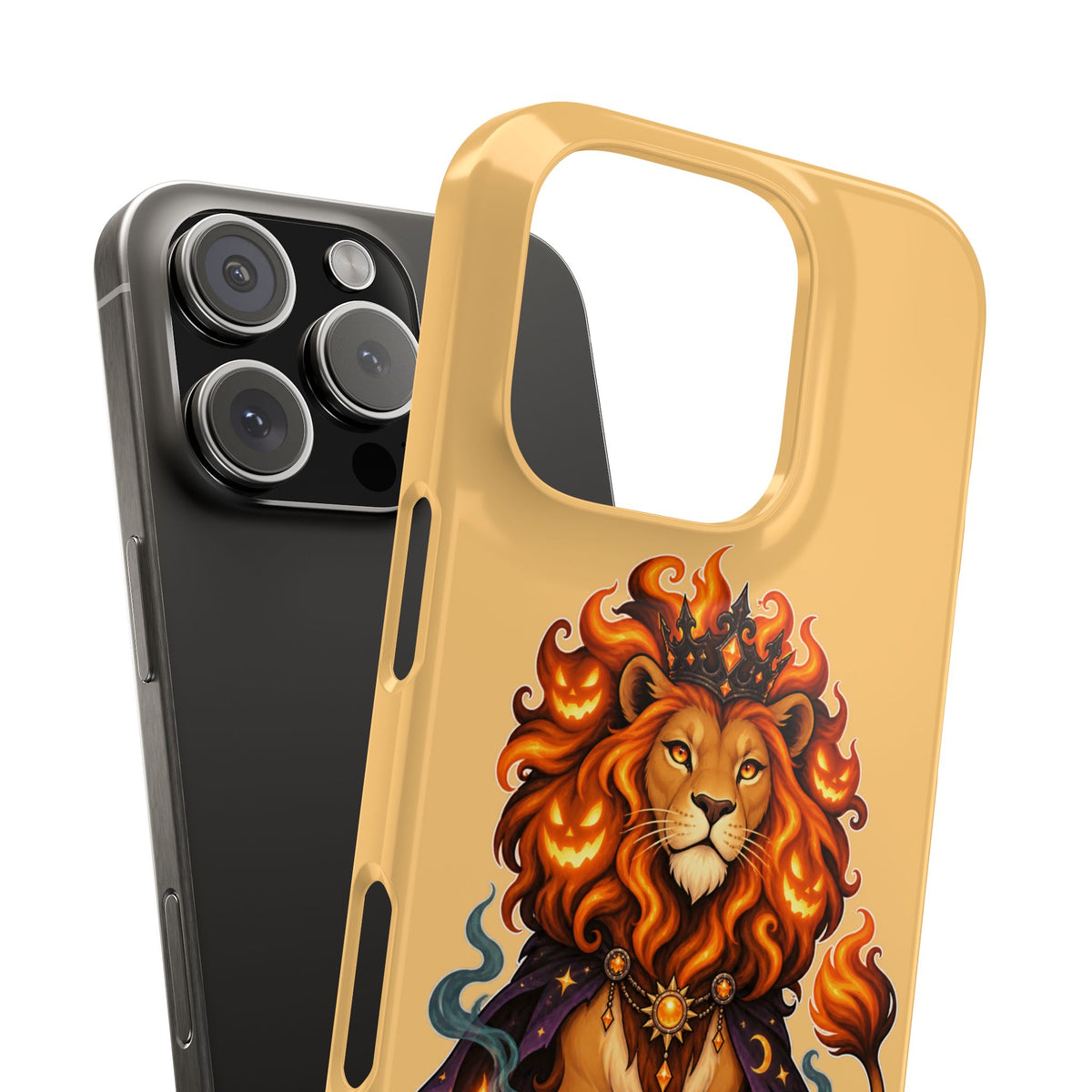 Leo Halloween Slim Phone Case — Regal Lion with Pumpkin & Candles