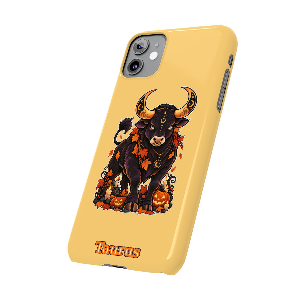 Taurus Slim Phone Case — Autumn Halloween Zodiac Bull Design
