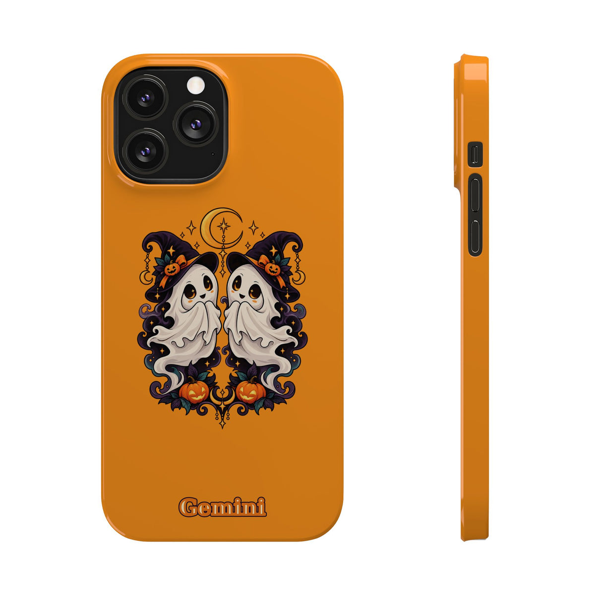 Gemini Halloween Slim Phone Case — Cute Twin Ghost Zodiac Design