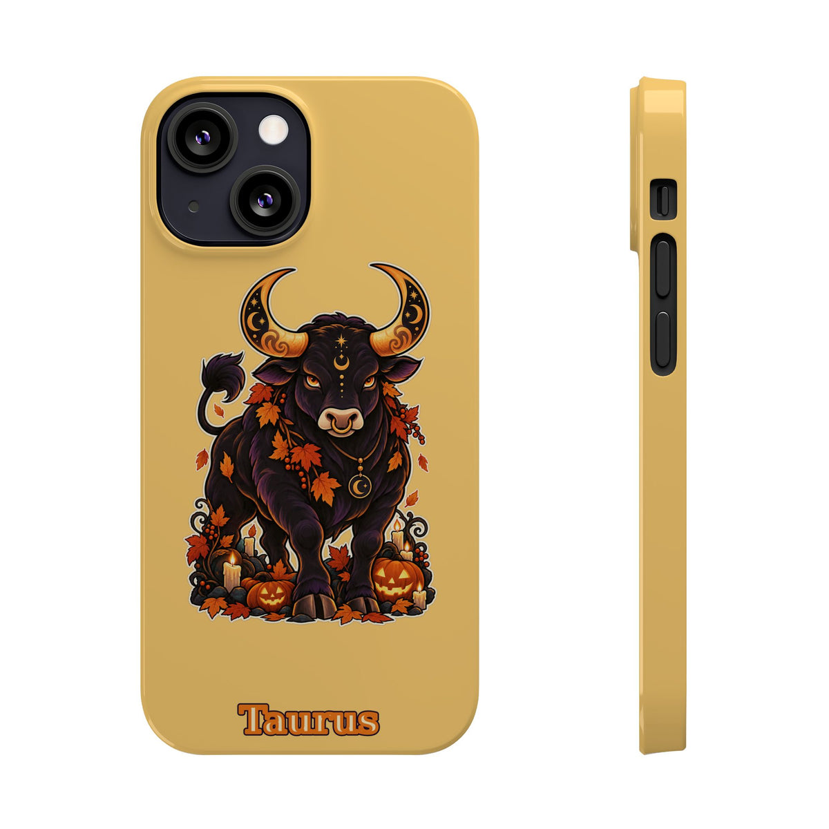 Taurus Slim Phone Case — Autumn Halloween Zodiac Bull Design