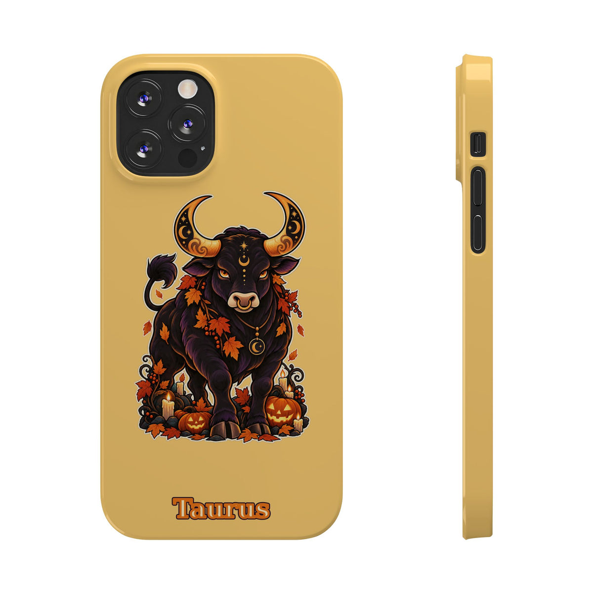 Taurus Slim Phone Case — Autumn Halloween Zodiac Bull Design
