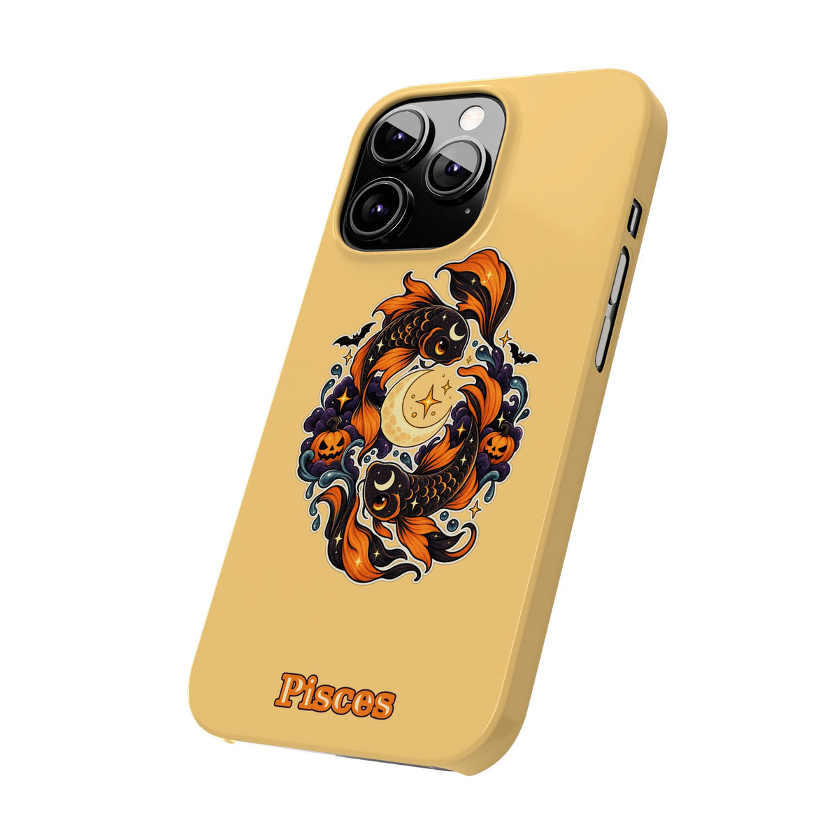 Pisces Koi Moon Slim Phone Case — Halloween Zodiac Fish Design