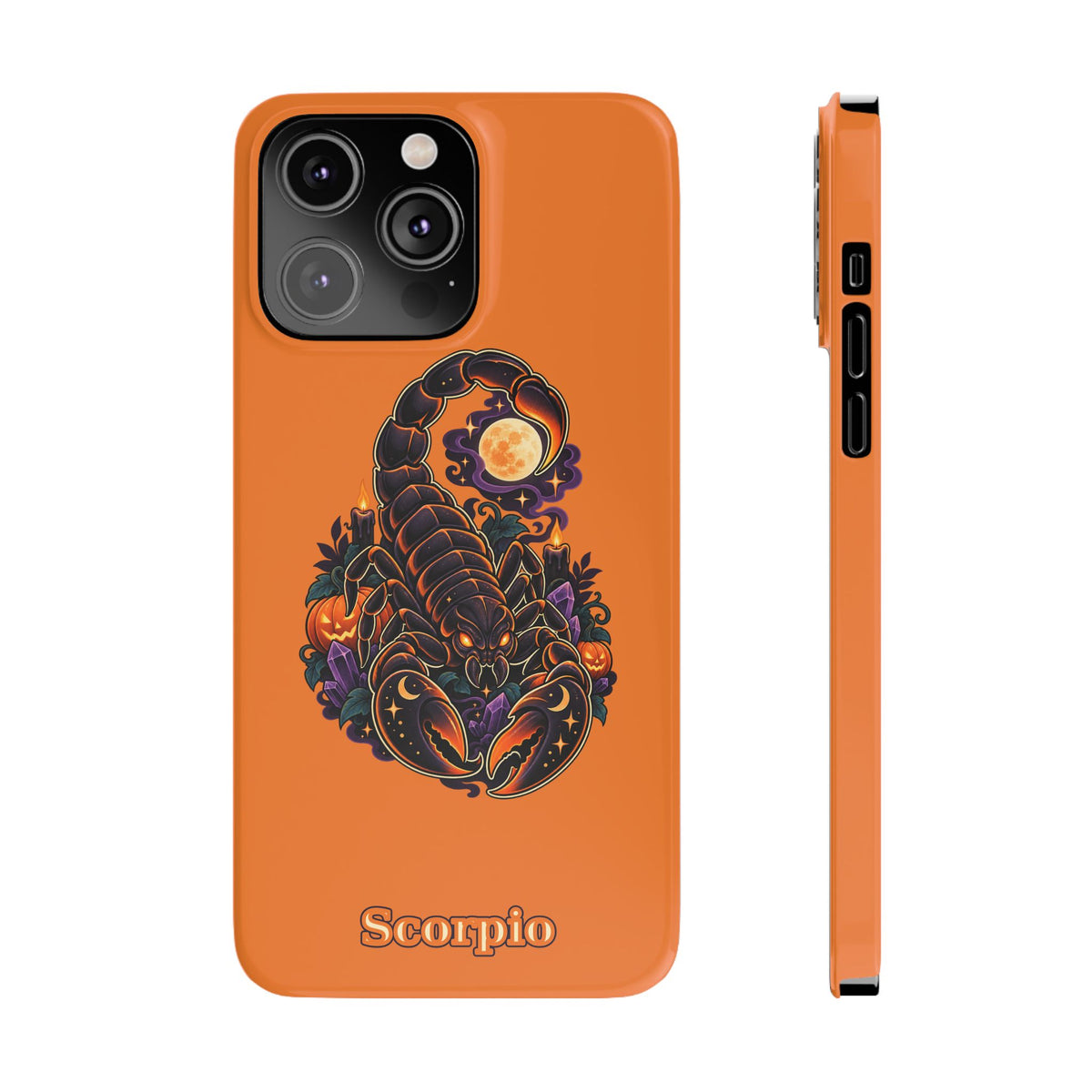 Scorpio Slim Phone Case — Halloween Orange Zodiac Scorpion Design