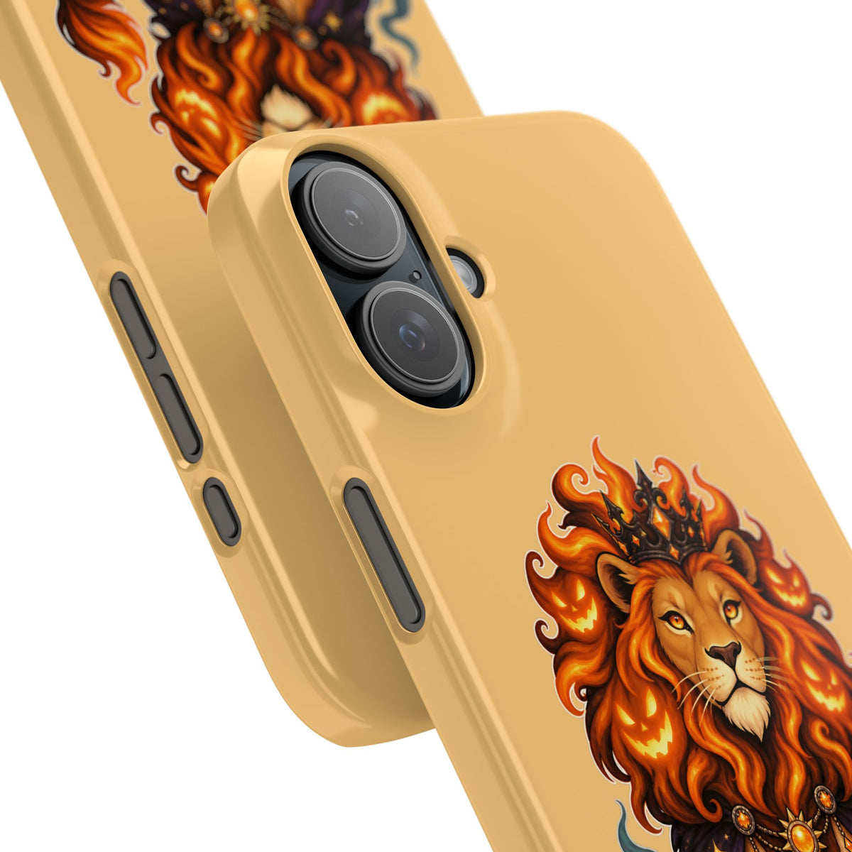 Leo Halloween Slim Phone Case — Regal Lion with Pumpkin & Candles