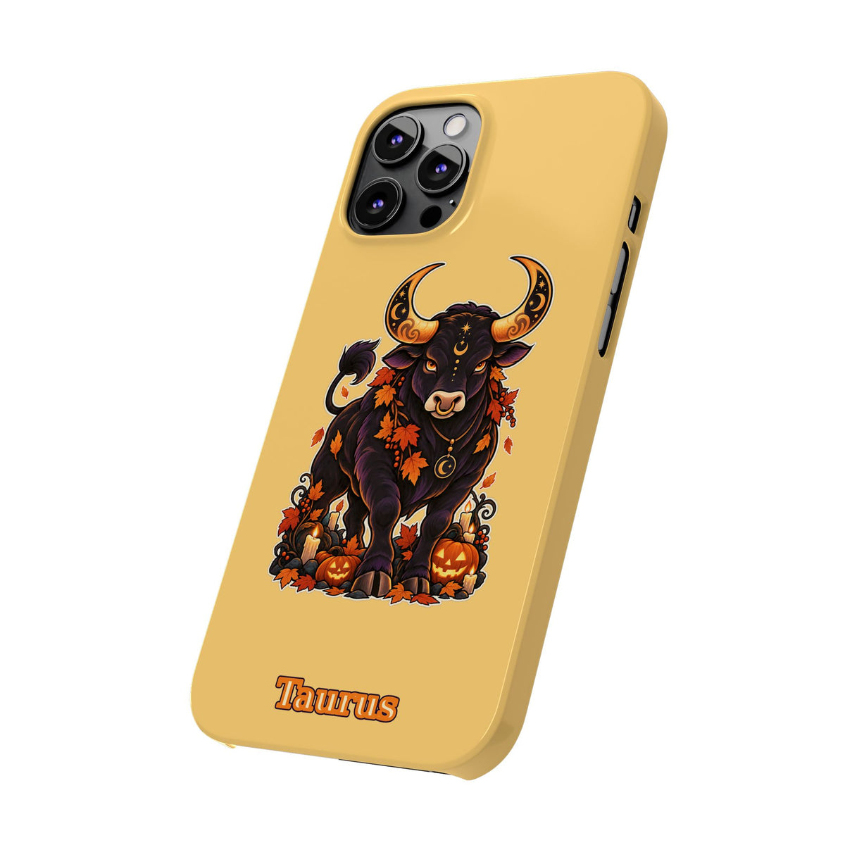 Taurus Slim Phone Case — Autumn Halloween Zodiac Bull Design