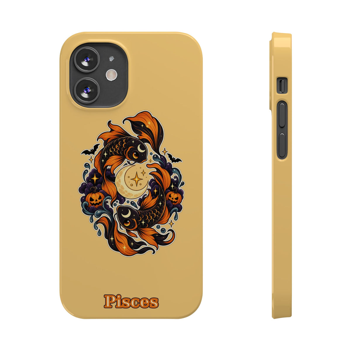 Pisces Koi Moon Slim Phone Case — Halloween Zodiac Fish Design