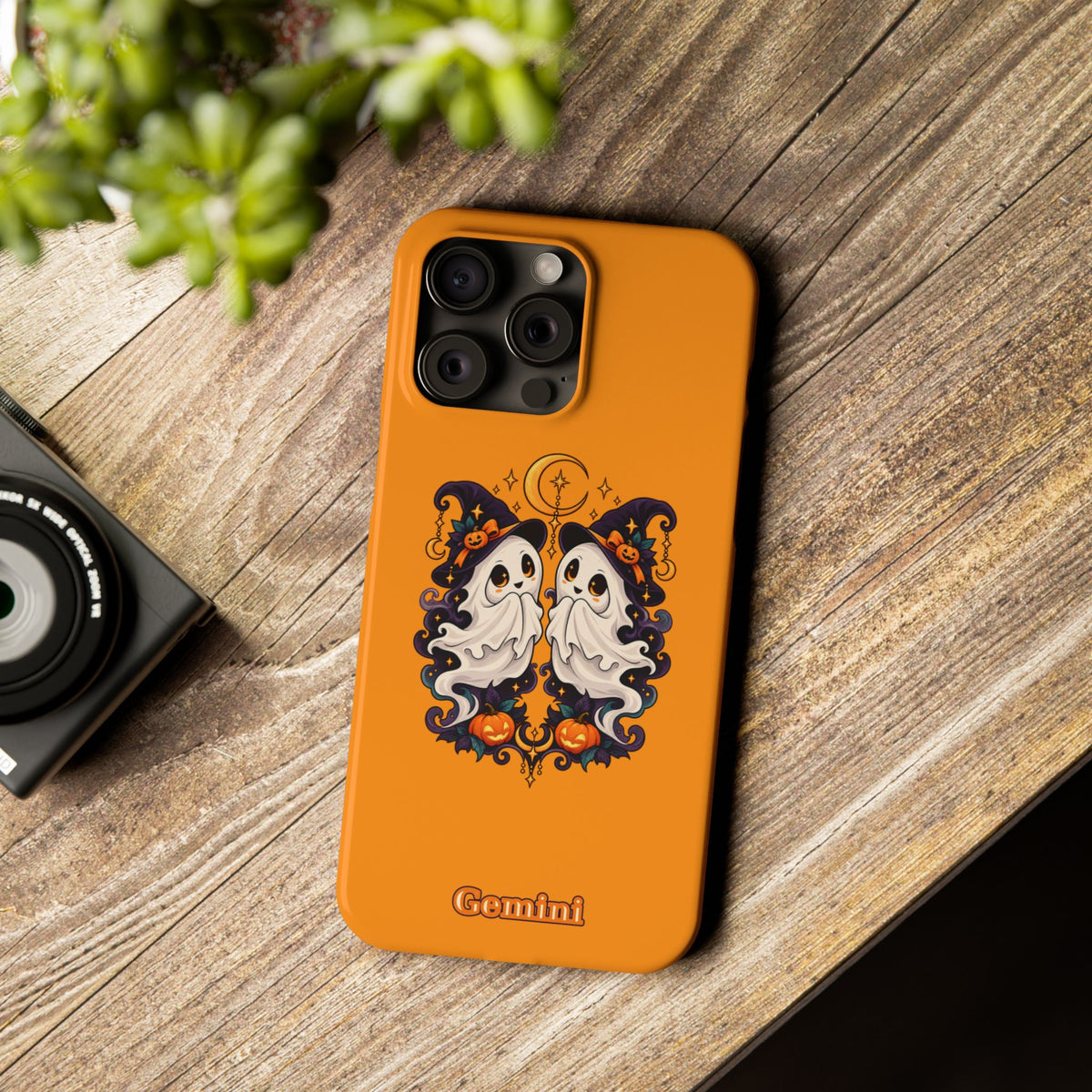 Gemini Halloween Slim Phone Case — Cute Twin Ghost Zodiac Design