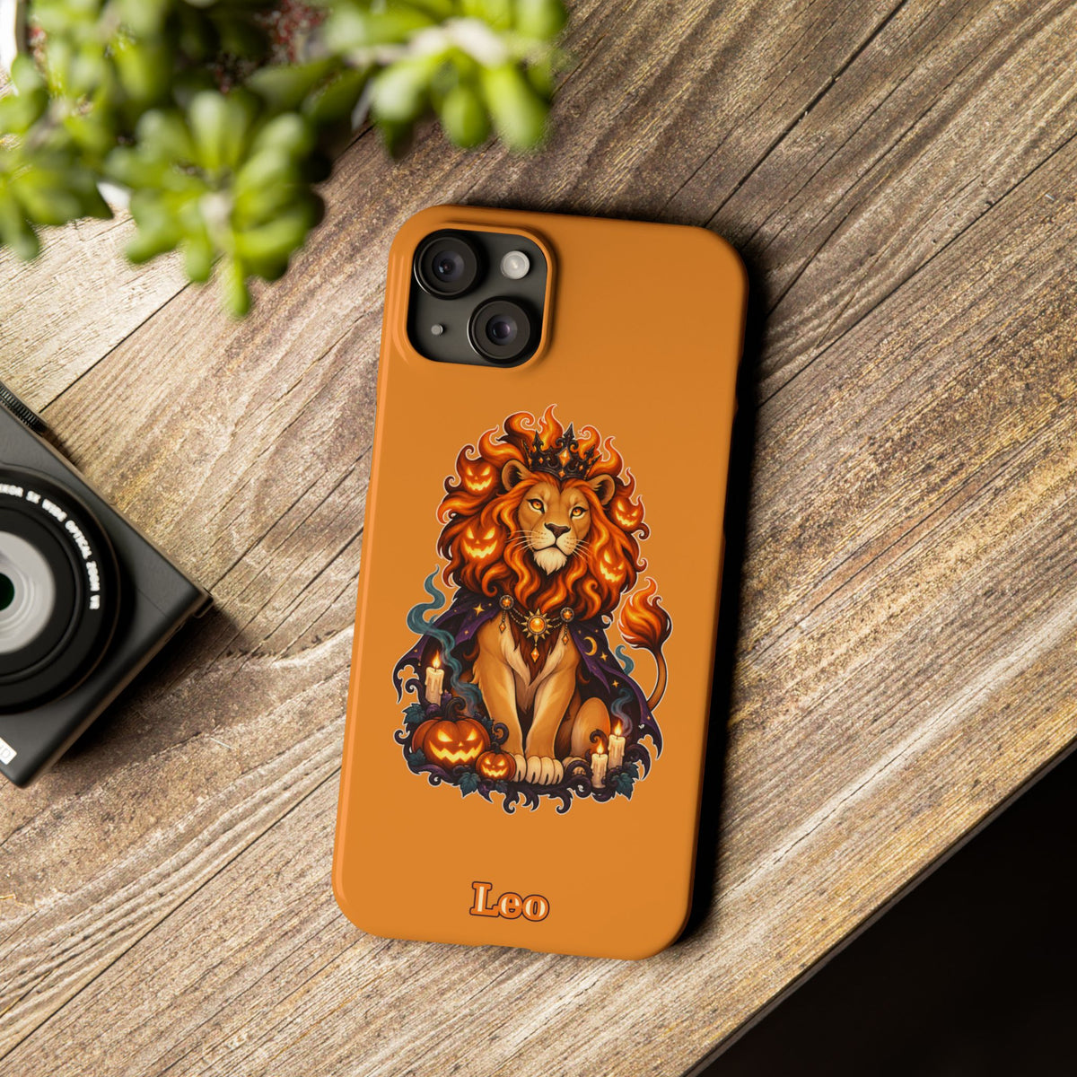 Leo Halloween Slim Phone Case — Orange Zodiac Lion Phone Cover