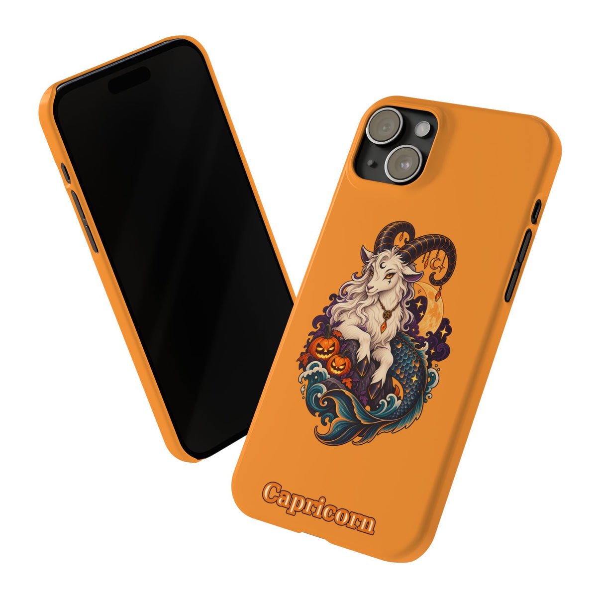 Capricorn Halloween Slim Phone Case — Zodiac Sea-Goat Pumpkin Design