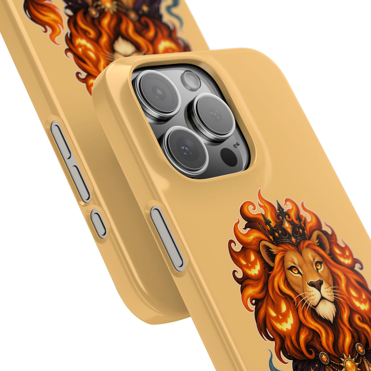 Leo Halloween Slim Phone Case — Regal Lion with Pumpkin & Candles
