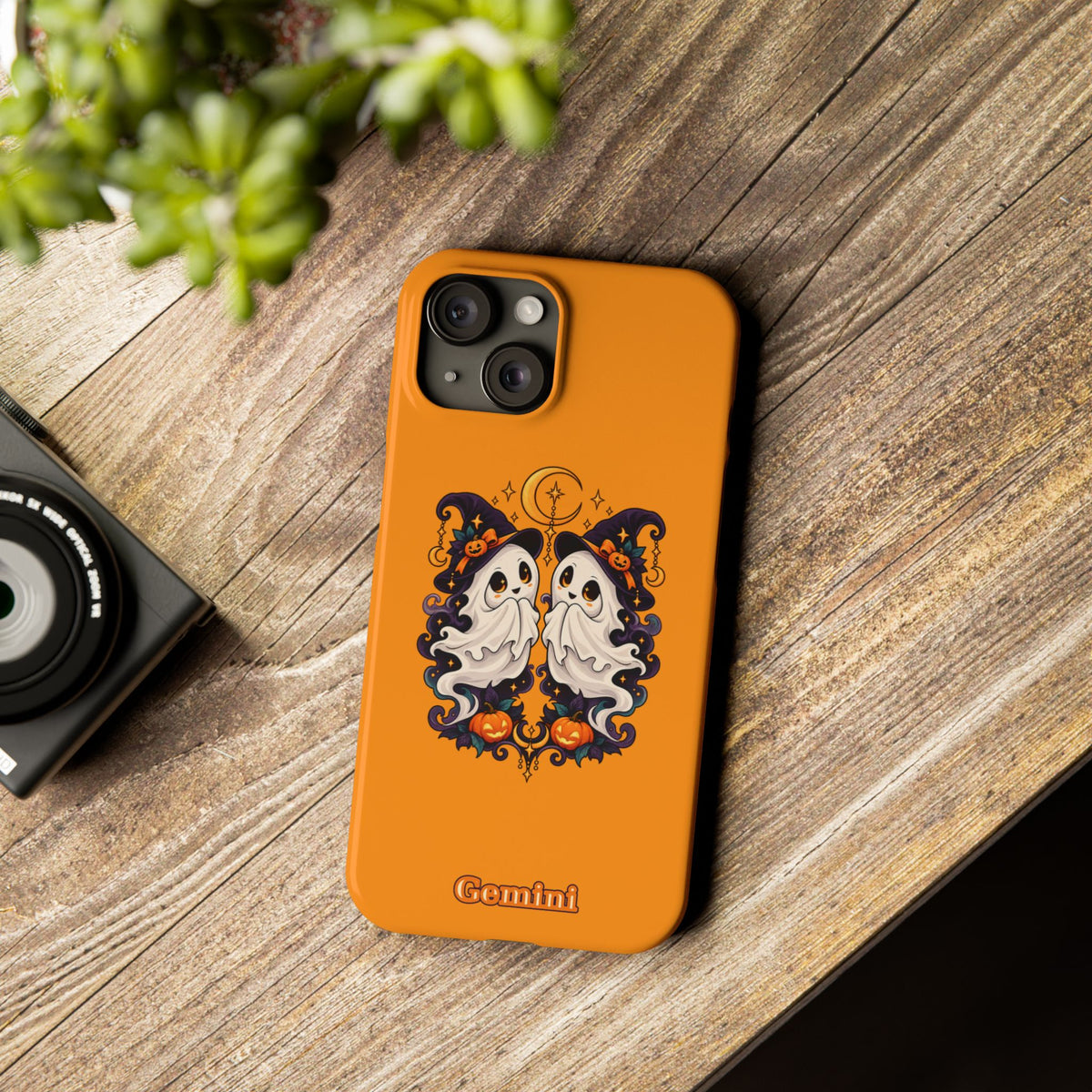 Gemini Halloween Slim Phone Case — Cute Twin Ghost Zodiac Design