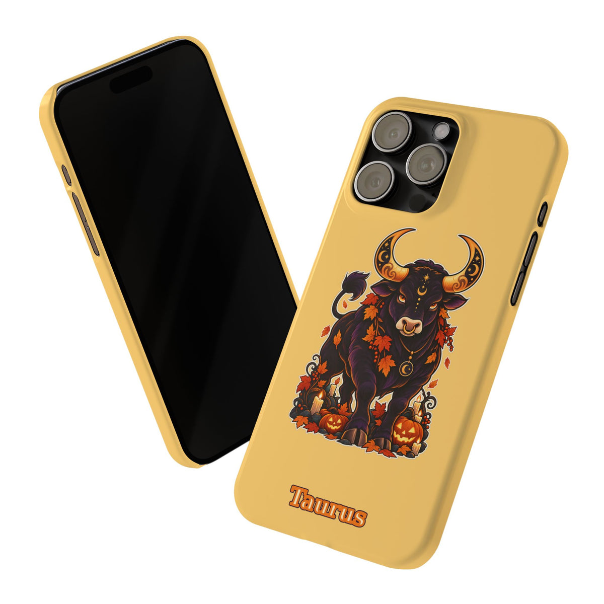Taurus Slim Phone Case — Autumn Halloween Zodiac Bull Design