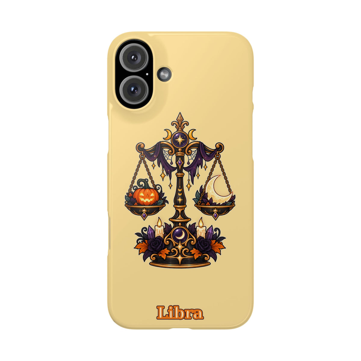 Libra Halloween Slim Phone Case — Pumpkin & Moon Scales Zodiac Design