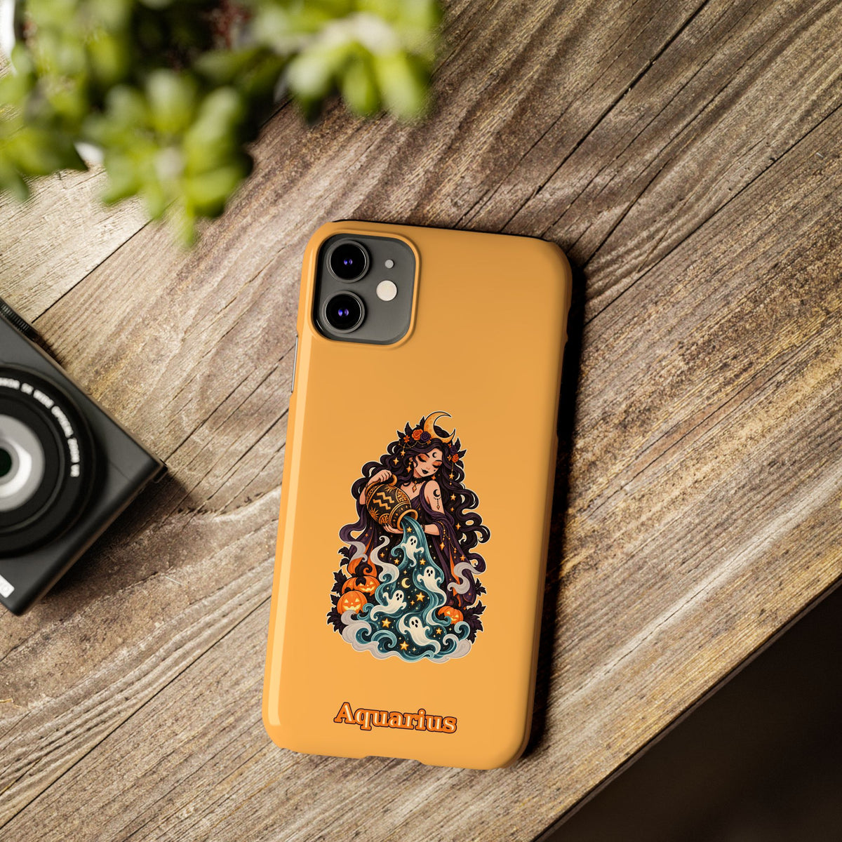 Aquarius Zodiac Slim Phone Case — Water-Bearer Halloween Astrology Design