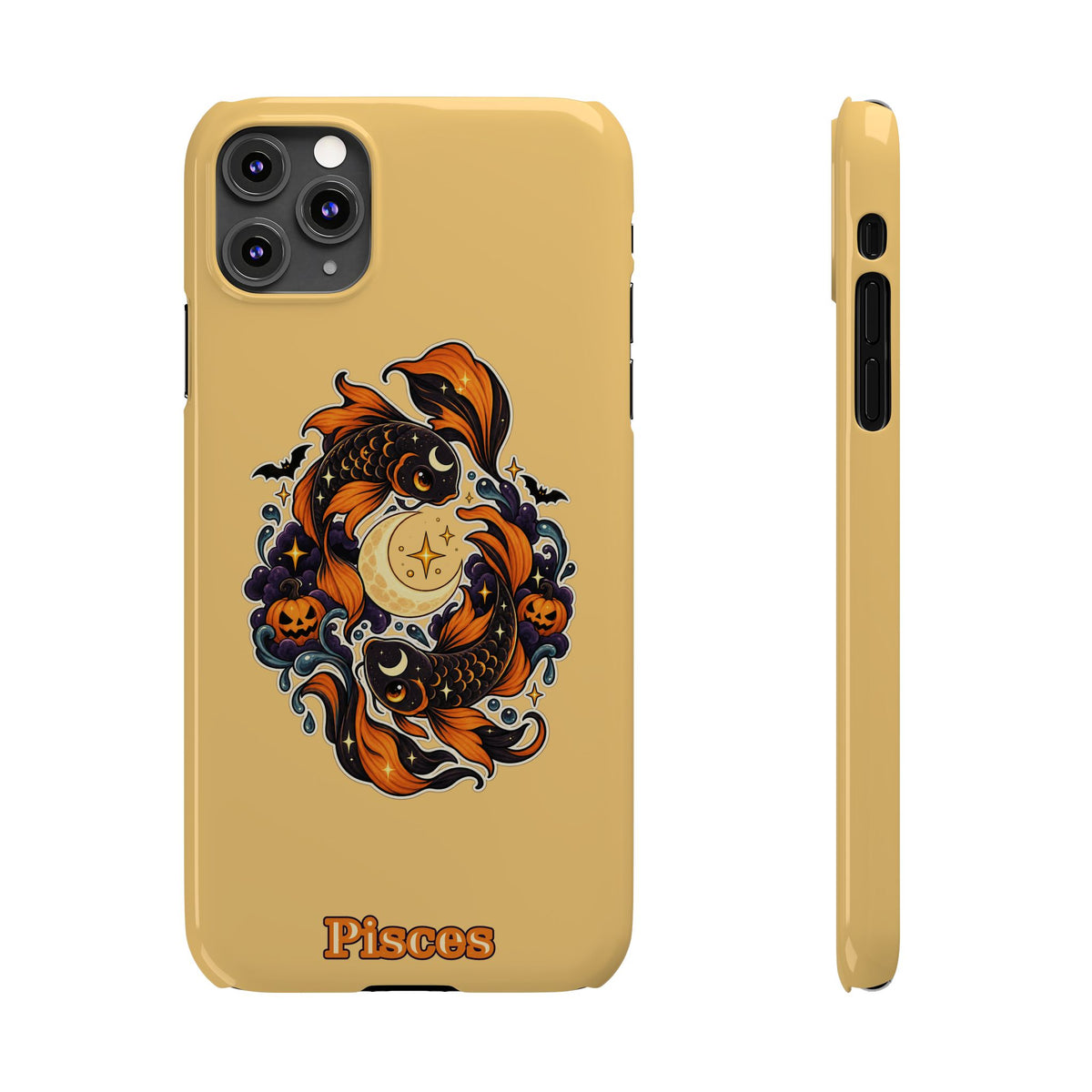 Pisces Koi Moon Slim Phone Case — Halloween Zodiac Fish Design