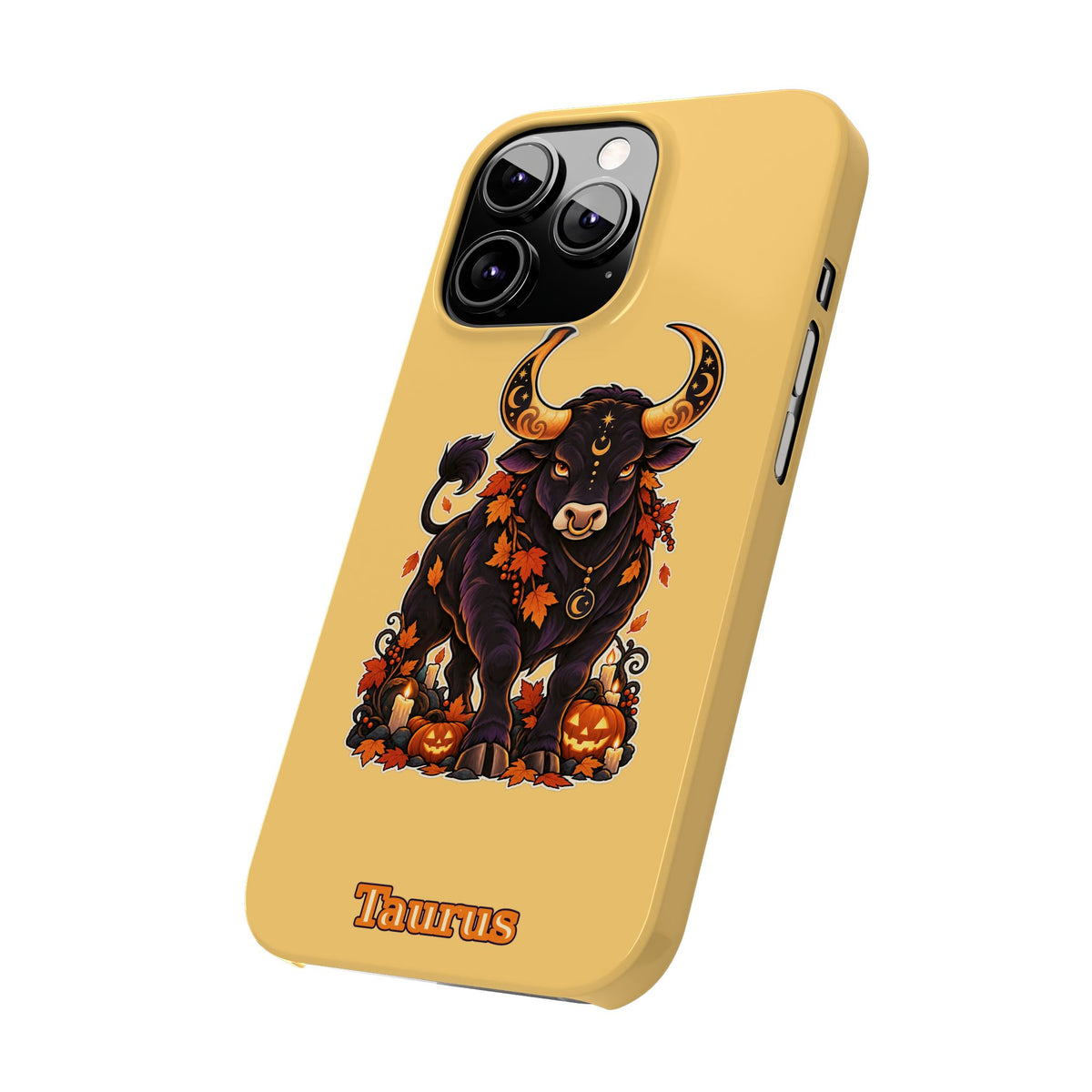 Taurus Slim Phone Case — Autumn Halloween Zodiac Bull Design