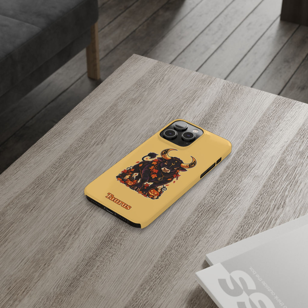 Taurus Slim Phone Case — Autumn Halloween Zodiac Bull Design