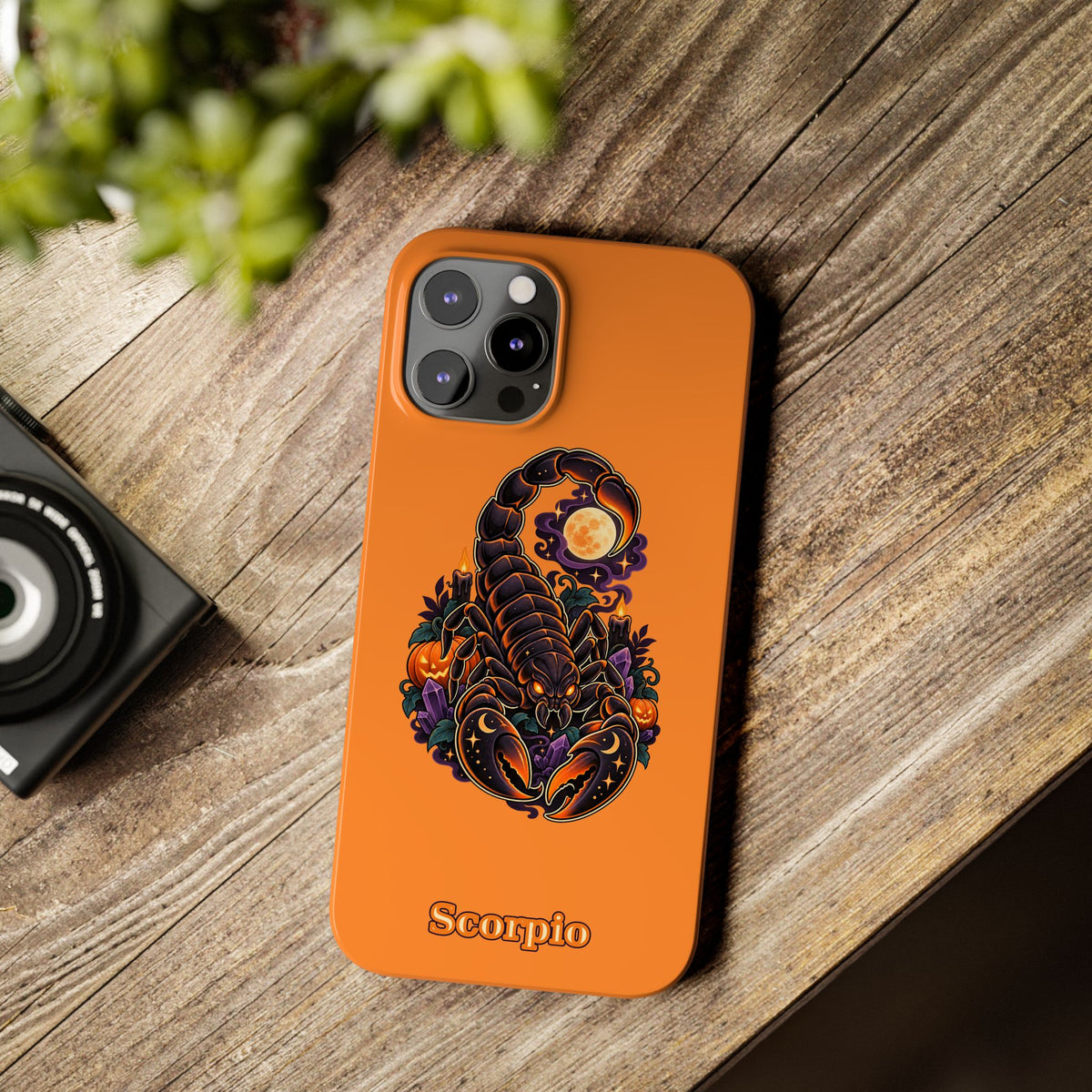 Scorpio Halloween Slim Phone Case — Orange Zodiac Scorpion Design