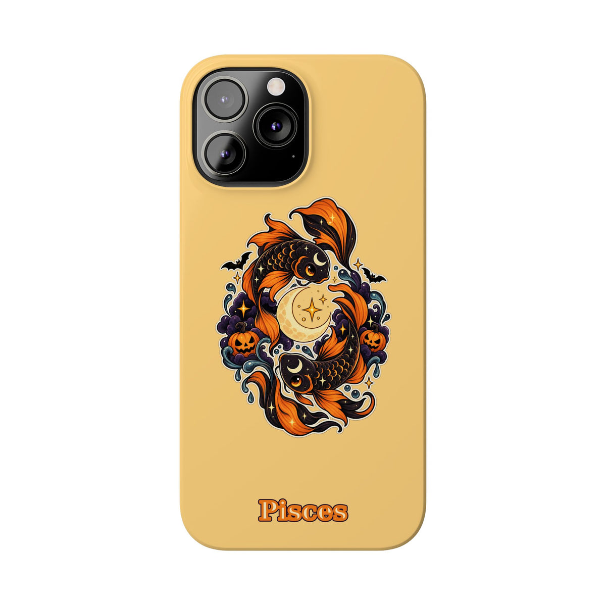 Pisces Koi Moon Slim Phone Case — Halloween Zodiac Fish Design