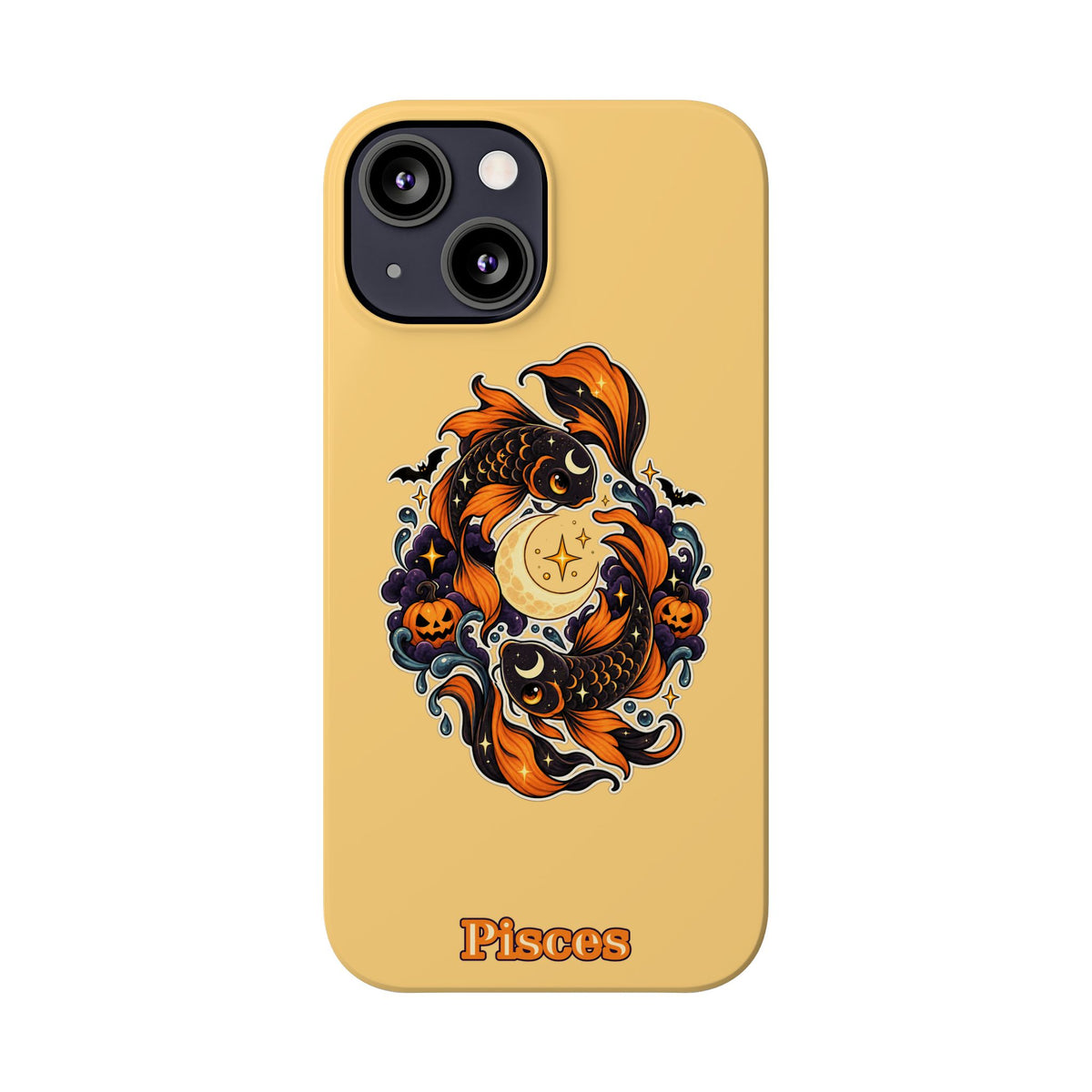 Pisces Koi Moon Slim Phone Case — Halloween Zodiac Fish Design